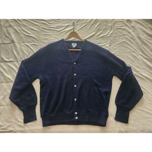 Vintage 1970-80s Izod Lacoste Navy Blue Cardigan Sweater Size L. collectable